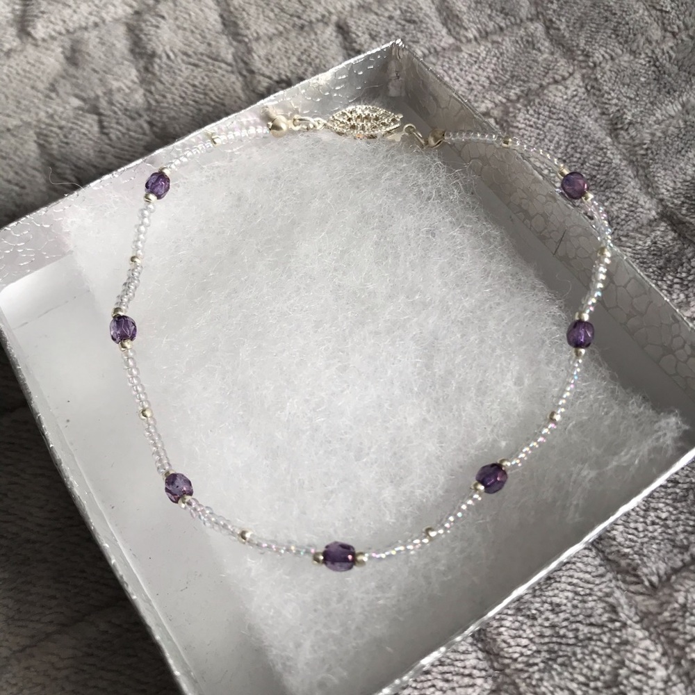 🪞Beaded crystal anklet